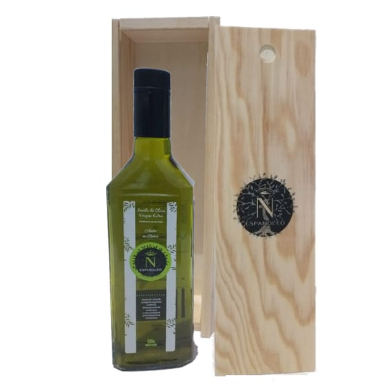 AOVE Octubre – Caja de madera de 1 Botella de 0,5L de Cristal